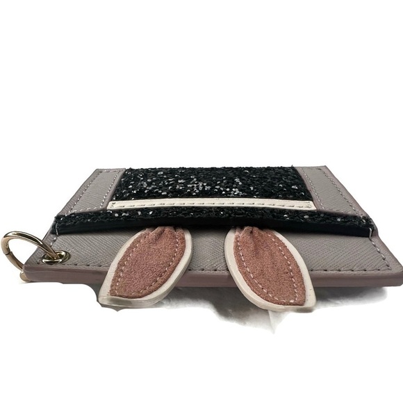 Kate Spade Rabbit in the Hat Credit Card Case Black Glitter Top - Picture 5 of 9